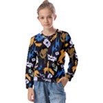 Pattern Design Seamless Texture Kids  Long Sleeve T-Shirt with Frill 