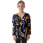 Pattern Design Seamless Texture Kids  V Neck Casual Top