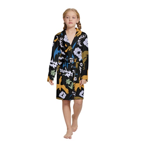 Pattern Design Seamless Texture Kids  Long Sleeve Velvet Lounge Robe from ArtsNow.com