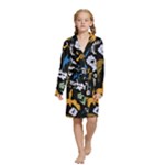 Pattern Design Seamless Texture Kids  Long Sleeve Velvet Lounge Robe