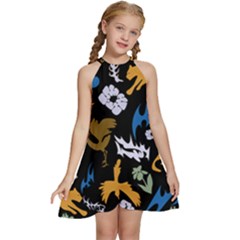 Kids  Halter Collar Waist Tie Chiffon Dress 