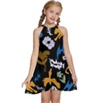 Pattern Design Seamless Texture Kids  Halter Collar Waist Tie Chiffon Dress