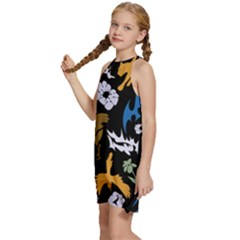 Kids  Halter Collar Waist Tie Chiffon Dress 