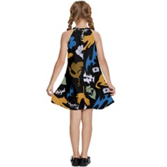 Kids  Halter Collar Waist Tie Chiffon Dress 