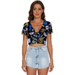 Pattern Design Seamless Texture V-Neck Crop Top
