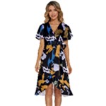 Pattern Design Seamless Texture Women s Kimono Wrap Satin Dress