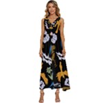 Pattern Design Seamless Texture V-Neck Sleeveless Wide Leg Pants Overalls