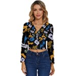 Pattern Design Seamless Texture Long Sleeve V-Neck Top