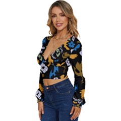 Long Sleeve Deep-V Velour Top 