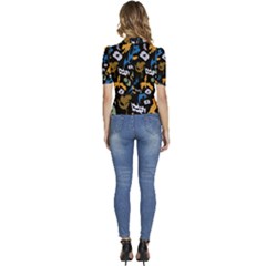 Puffed Short Sleeve Button Up Jacket 