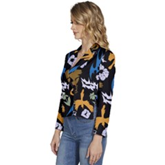 Women s Long Sleeve Revers Collar Cropped Jacket 