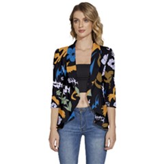 Women s 3/4 Sleeve Ruffle Edge Open Front Jacket 