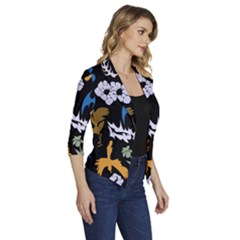 Women s Draped Front 3/4 Sleeve Shawl Collar Jacket 