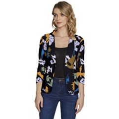 Women s One-Button 3/4 Sleeve Short Jacket 