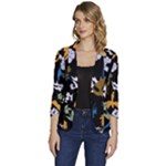 Pattern Design Seamless Texture Women s One-Button 3/4 Sleeve Short Jacket