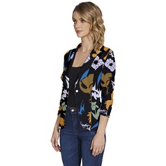 Women s One-Button 3/4 Sleeve Short Jacket 