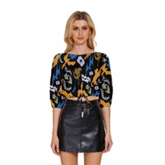 Mid Sleeve Drawstring Hem Top 