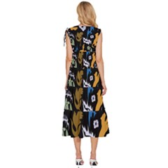 V-Neck Drawstring Shoulder Sleeveless Maxi Dress 
