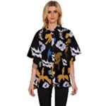 Pattern Design Seamless Texture Women s Batwing Button Up Shirt