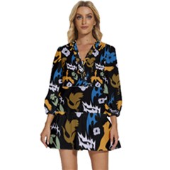 V-Neck Placket Mini Dress 