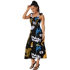 Tie-Strap Tiered Midi Chiffon Dress 