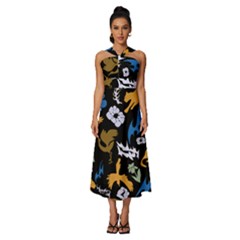 Sleeveless Cross Front Cocktail Midi Chiffon Dress 