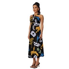 Sleeveless Cross Front Cocktail Midi Chiffon Dress 