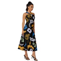 Sleeveless Cross Front Cocktail Midi Chiffon Dress 