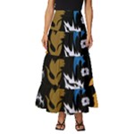 Pattern Design Seamless Texture Tiered Ruffle Maxi Skirt