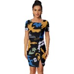 Pattern Design Seamless Texture Fitted Knot Split End Bodycon Dress