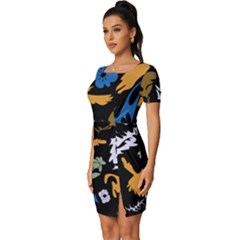 Fitted Knot Split End Bodycon Dress 