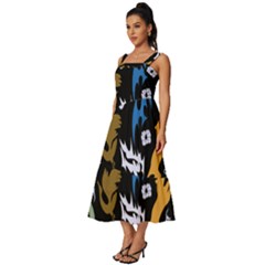 Square Neckline Tiered Midi Dress 