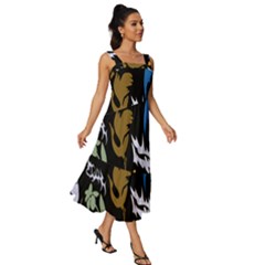 Square Neckline Tiered Midi Dress 