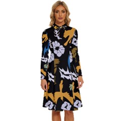 Long Sleeve Shirt Collar A-Line Dress 