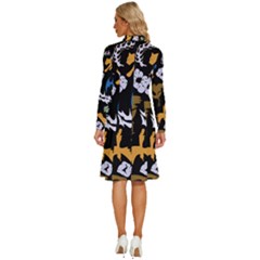 Long Sleeve Shirt Collar A-Line Dress 