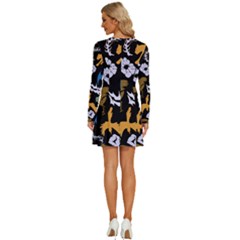 Long Sleeve Deep V Mini Dress  