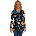 Pattern Design Seamless Texture Long Sleeve Drawstring Hooded Top