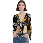 Pattern Design Seamless Texture Trumpet Sleeve Cropped Top