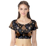 Seamless Pattern Repeat Repetition Short Sleeve Crop Top