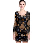 Seamless Pattern Repeat Repetition Long Sleeve Bodycon Dress