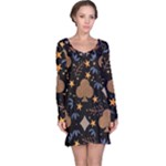 Seamless Pattern Repeat Repetition Long Sleeve Nightdress