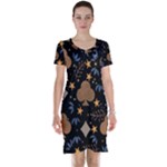 Seamless Pattern Repeat Repetition Short Sleeve Nightdress