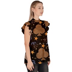 Ruffle Collar Short Sleeve Chiffon Top 