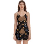 Seamless Pattern Repeat Repetition Body Wrap Sleeveless V-Neck Mini Dress