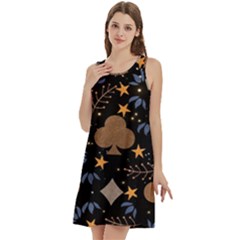 Round Neck Sleeve Casual Dress With Pockets 