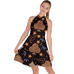 Seamless Pattern Repeat Repetition Sleeveless Halter Neck A-Line Dress