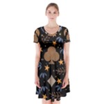 Seamless Pattern Repeat Repetition Short Sleeve V-neck Flare Dress