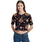 Seamless Pattern Repeat Repetition Women s Round Neck Short Sleeve Crop Top