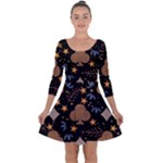 Seamless Pattern Repeat Repetition Quarter Sleeve Skater Dress