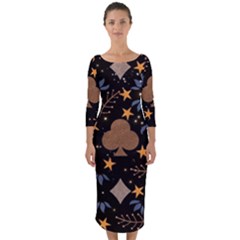 Quarter Sleeve Midi Bodycon Dress 